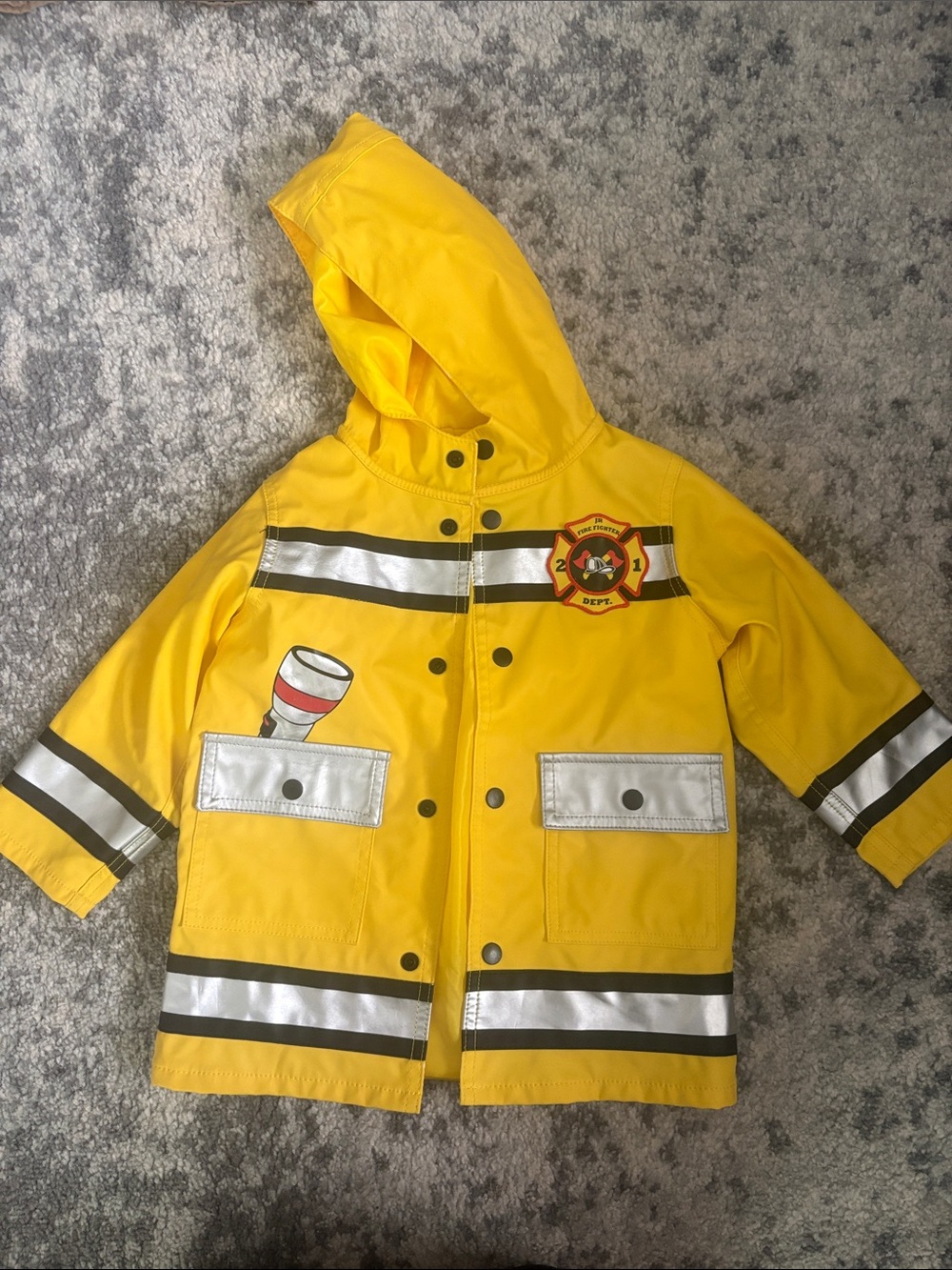 Kids Yellow Firefighter Raincoat with Reflective Stripes